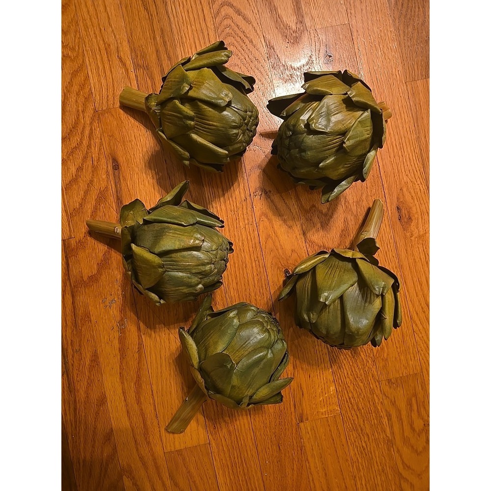 5 Artificial Artichokes Vegetable Faux Green Succulents Display Prop Home Decor